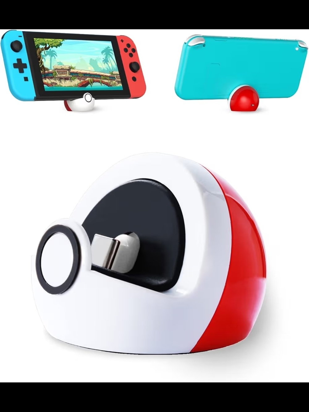 Poké Ball Inspired Docking Stand for Switch - Red & White